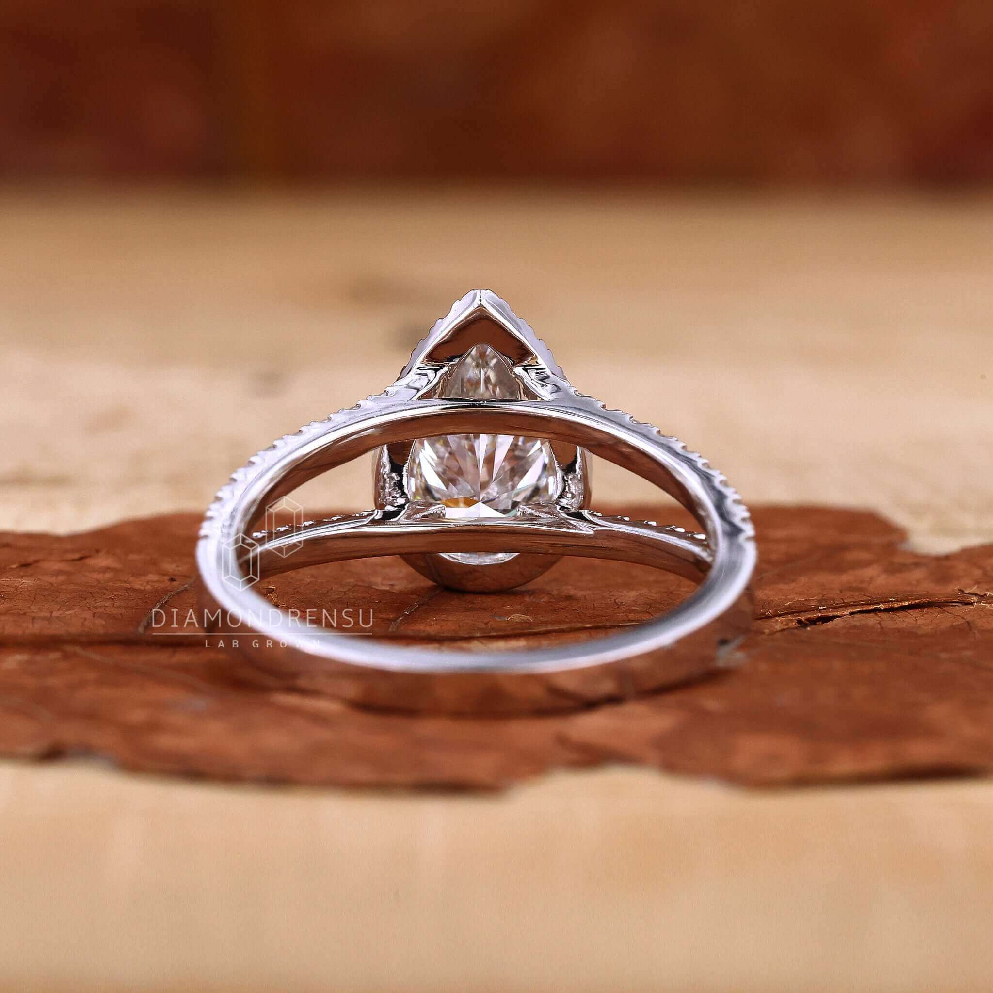 pear cut lab grown diamond ring