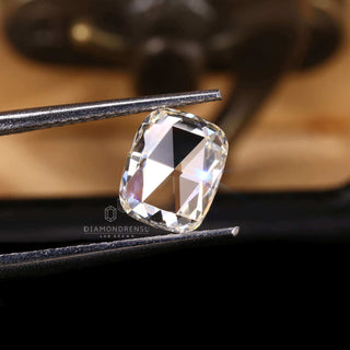 Elongated cushion rose cut diamond with 1.37 carat weight.