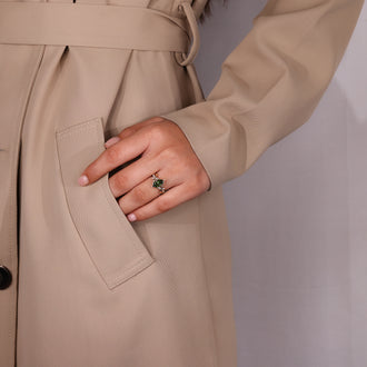 IGI certified handmade ring with marquise side stones.
