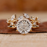 Yellow Gold Bridal Set with stunning diamond accents.
