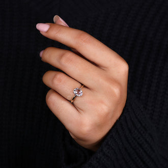 Prong Setting Ring featuring a secure and stunning oval diamond.