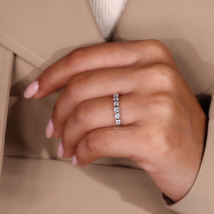 Lab grown diamond half eternity band diamondrensu band
