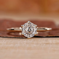 Portuguese Cut Diamond Ring with a classic prong setting.