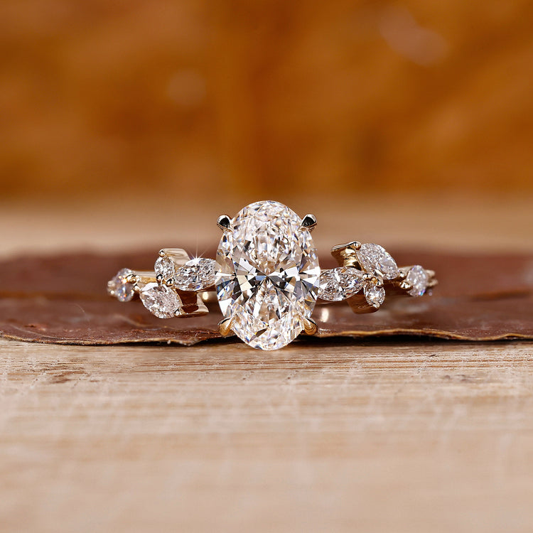 Oval diamond engagement ring with a timeless and elegant design.