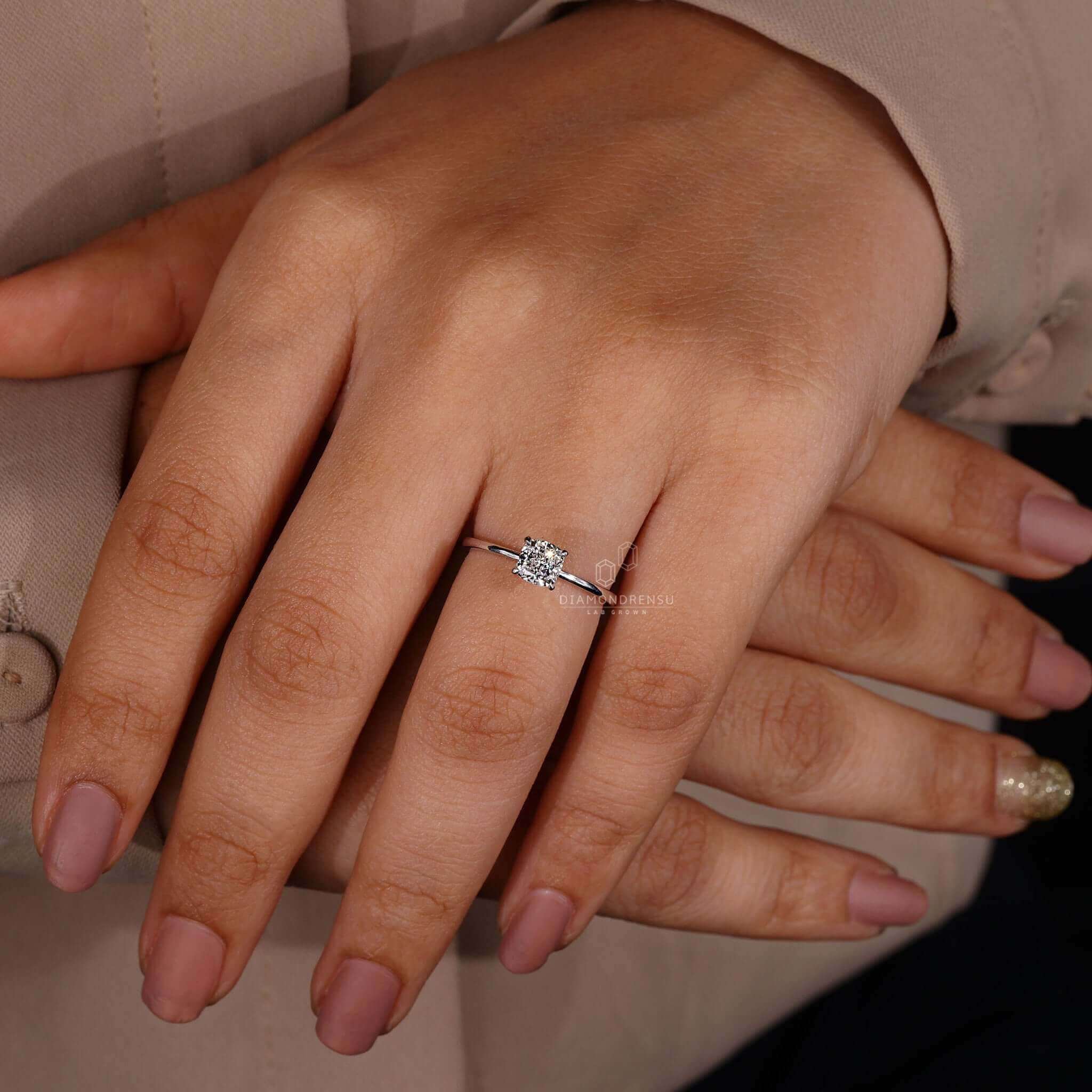 lab created diamond engagement ring