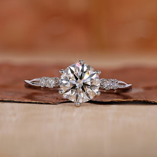 A stunning white gold engagement ring with a sleek and elegant design.
