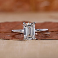 Hidden Halo Emerald Cut Engagement Ring with stunning sparkle.
