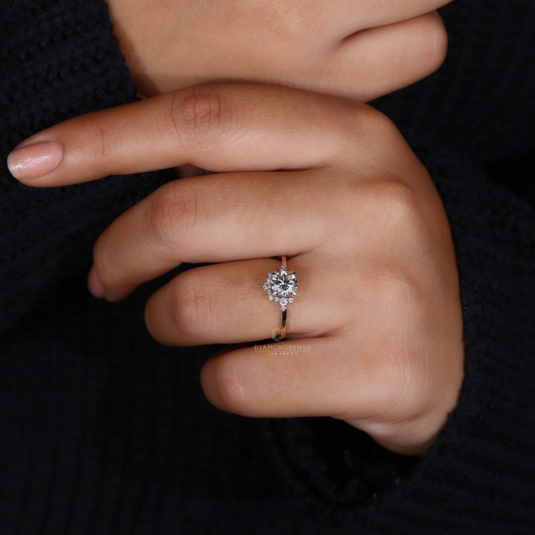 Beautiful half halo engagement ring with a modern touch.