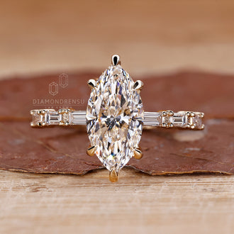 Marquise Cut Diamond Ring - Pave Setting