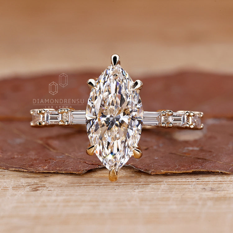Marquise Cut Diamond Ring - Pave Setting