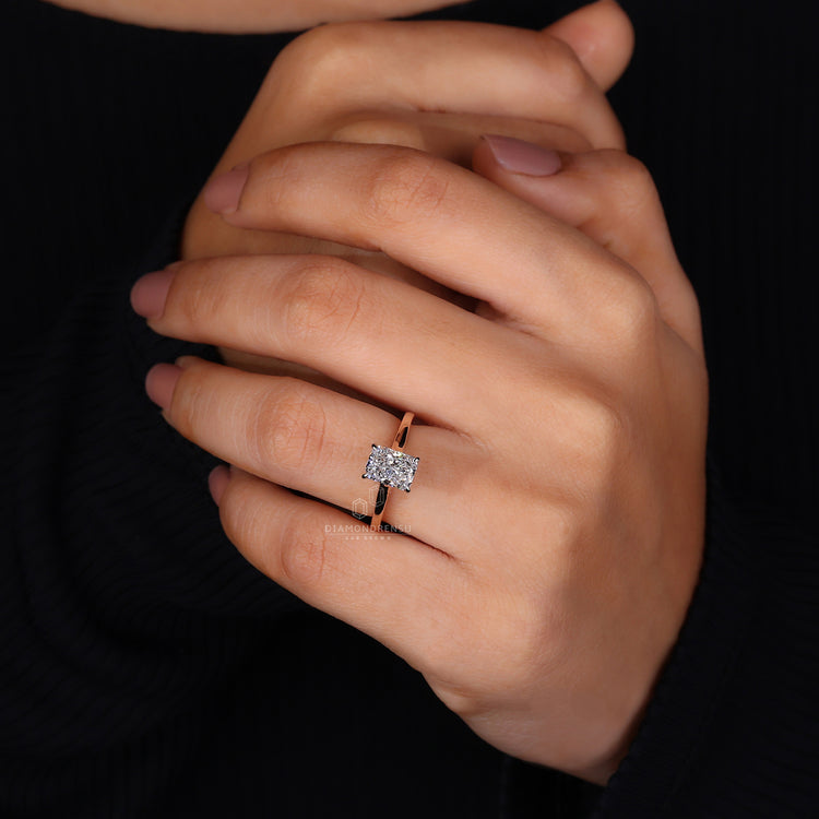 Sleek radiant cut ring crafted with precision and brilliance.
