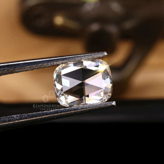 Rose cut cushion diamond lab grown and certified.