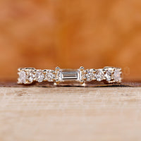 Prong set wedding band with secure setting.
