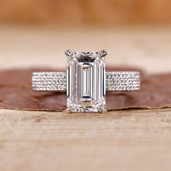 Emerald cut diamond ring with a sleek design and brilliant sparkle.
