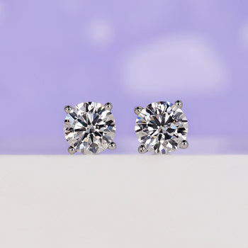 Round diamond stud earrings, round cut diamond earrings, lab grown diamond
