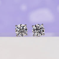 Round diamond stud earrings, round cut diamond earrings, lab grown diamond
