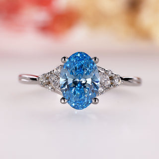 Blue Diamond Engagement Ring with a stunning oval design.