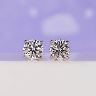 Round diamond earrings, round cut diamond earrings, lab grown diamond
