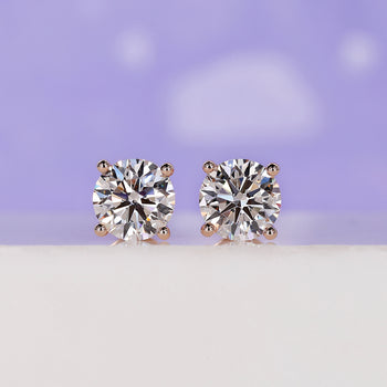 Round diamond earrings, round cut diamond earrings, lab grown diamond
