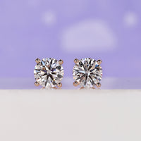 Round diamond earrings, round cut diamond earrings, lab grown diamond
