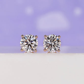Round diamond earrings, round cut diamond earrings, lab grown diamond
