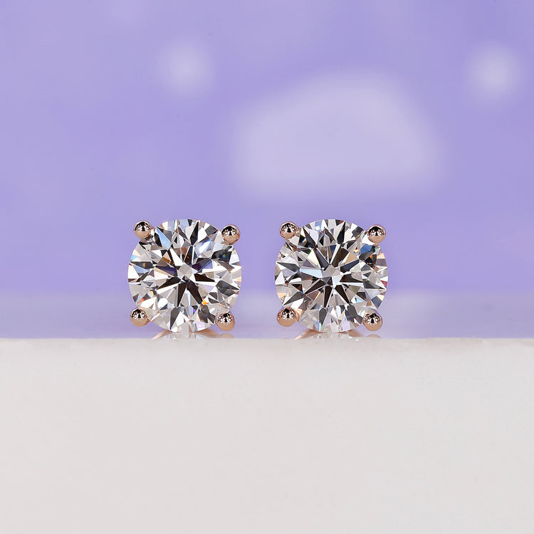 Round diamond earrings, round cut diamond earrings, lab grown diamond
