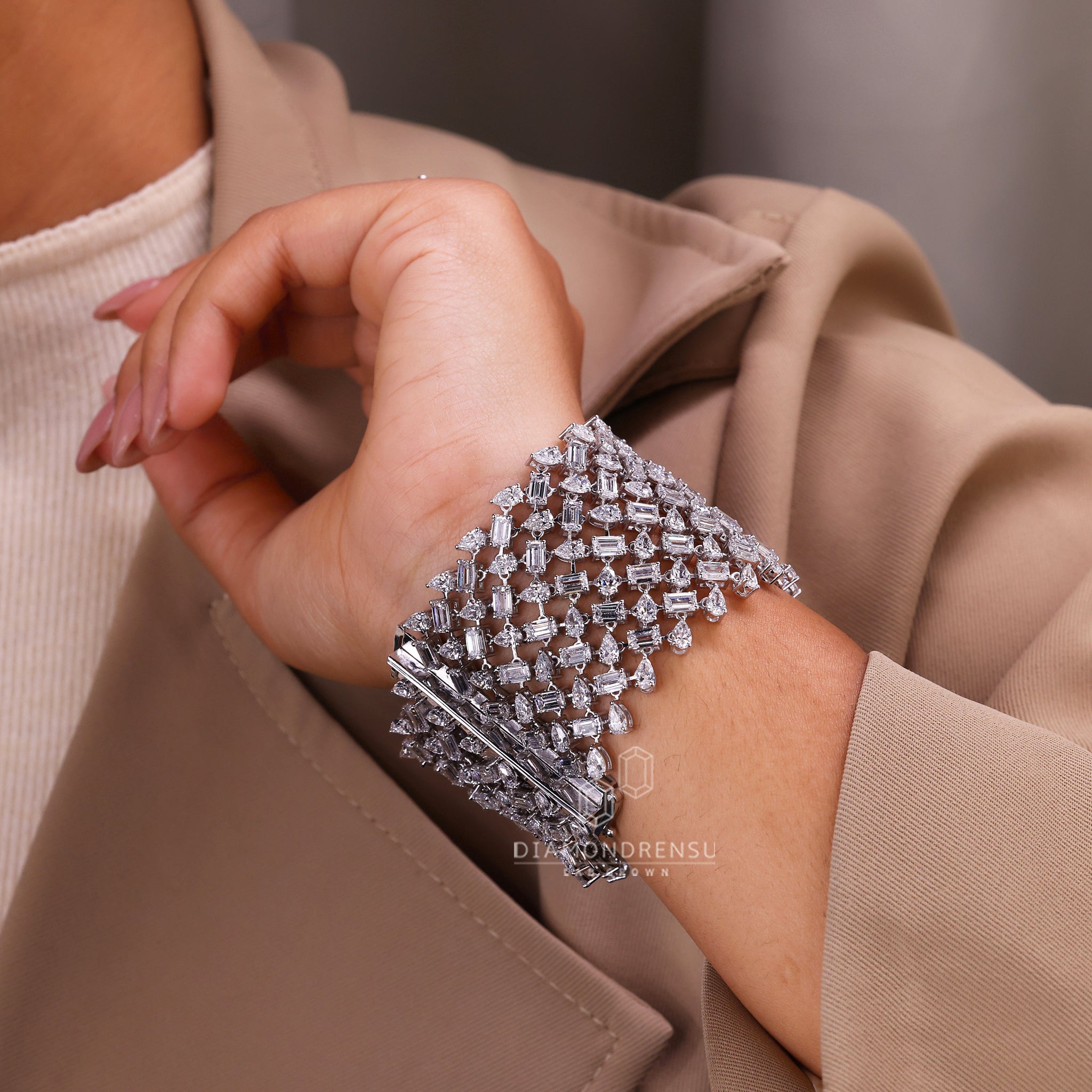 Exquisite female diamond bracelet perfect for gifting and customisation options.
