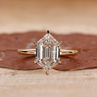Hexagon engagement ring with a unique geometric design.
