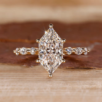 Dutch Marquise cut diamond ring featuring lab grown diamond.
