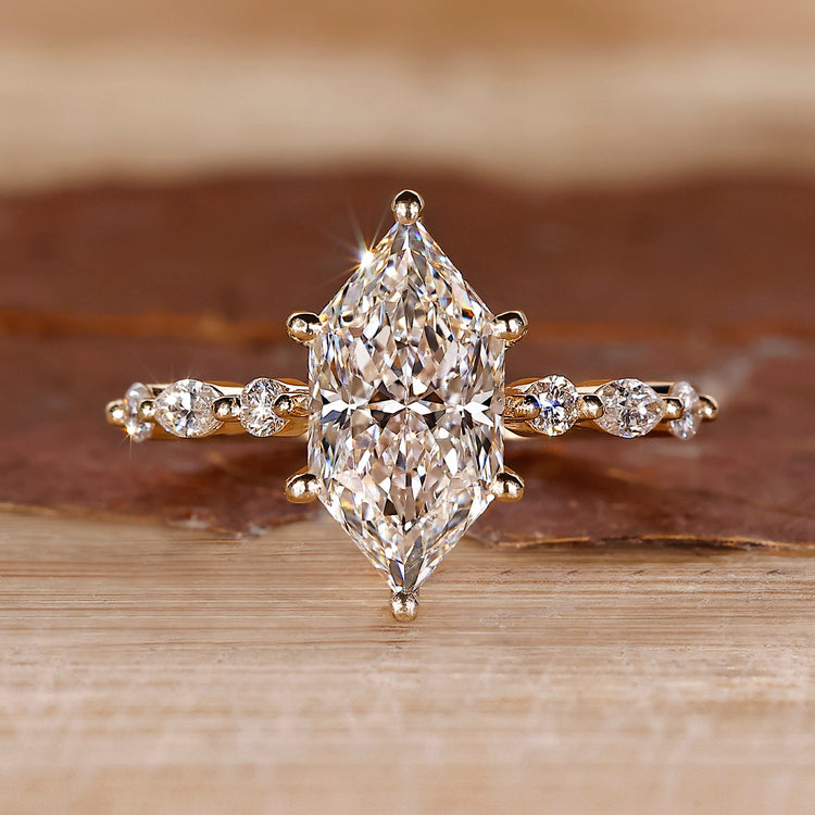 Dutch Marquise cut diamond ring featuring lab grown diamond.
