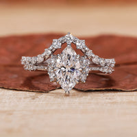 Marquise Diamond Bridal Ring Set with stunning Claw Prongs.
