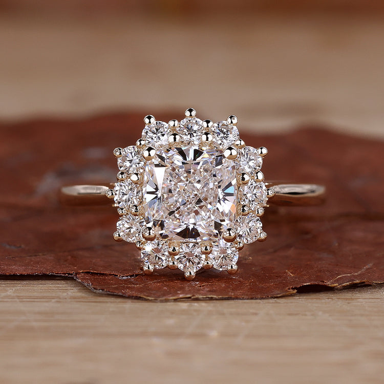 Cushion Halo Engagement Ring with timeless elegance.
