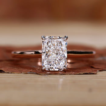 Radiant Cut Diamond Ring with stunning detail in a unique design.
