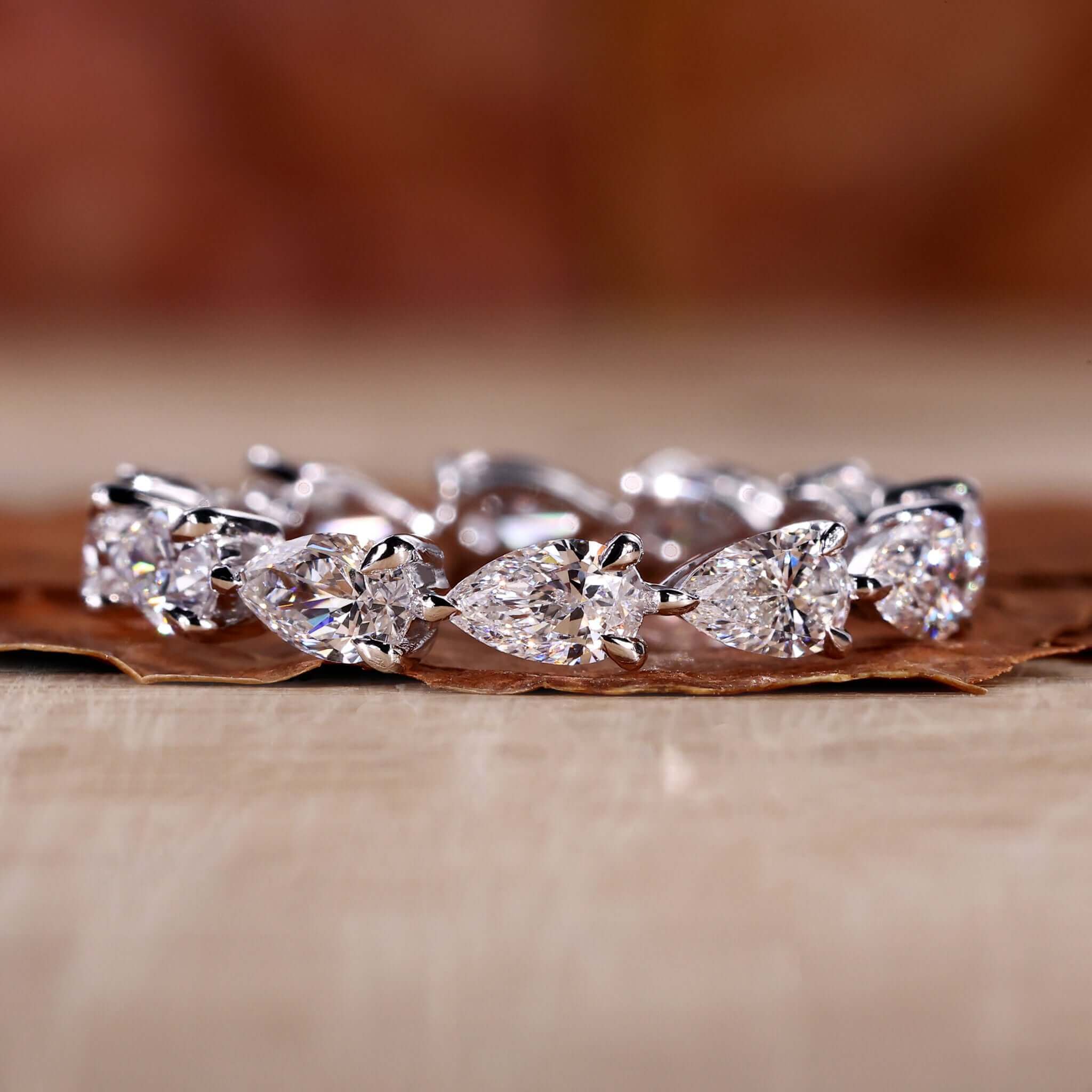 Pear Shaped Diamond Eternity Band, Lab Grown Diamond Wedding Band Pear Shaped Diamond Eternity Band, Lab Grown Diamond Wedding Band