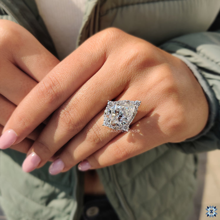 Moissanite center stone set in a beautiful and durable band.
