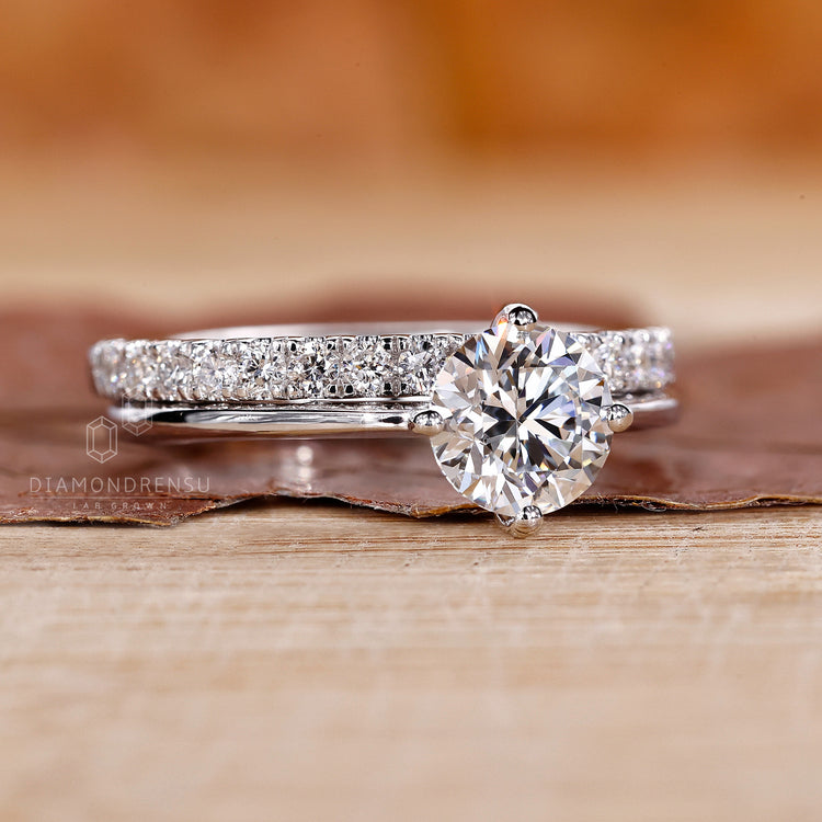 Half Eternity Wedding Band with sparkling diamonds on the band.
