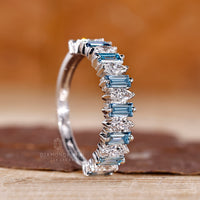 Half Eternity Wedding Band with lab grown diamonds in white gold.
