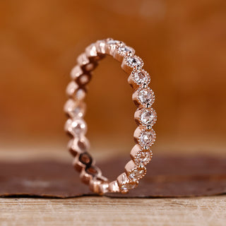 Round rose cut diamond eternity wedding band.
