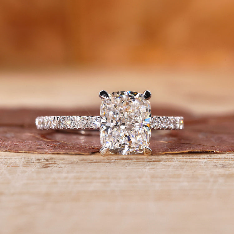 Pave Setting Ring featuring a flawless round diamond.