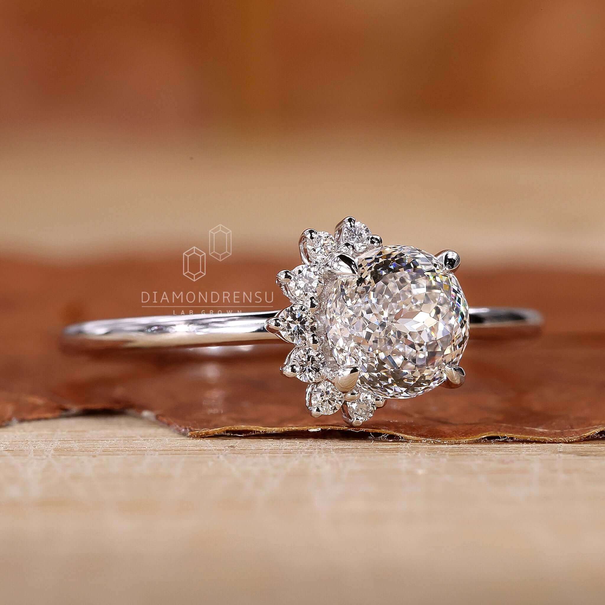 Vintage Style Platinum 1.3ct Princess Diamond Engagement Ring Halo Design  000812