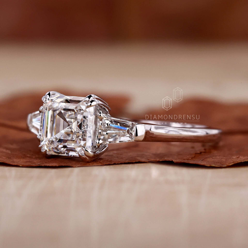 igi certified asscher cut diamond ring