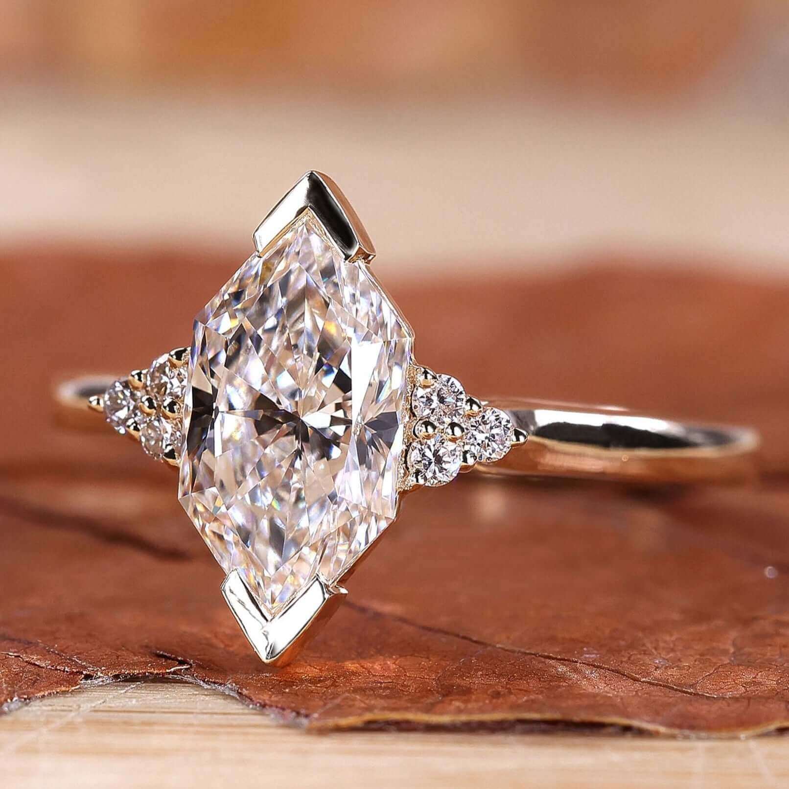 Dutch Shape Ring Dutch Marquise Cut Muse Setting Diamond Engagement Ring