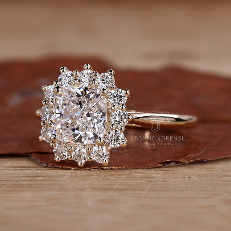 Halo engagement ring crafted with exquisite precision.
