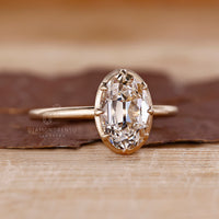 Handmade ring with Old European cut diamond in yellow gold.
