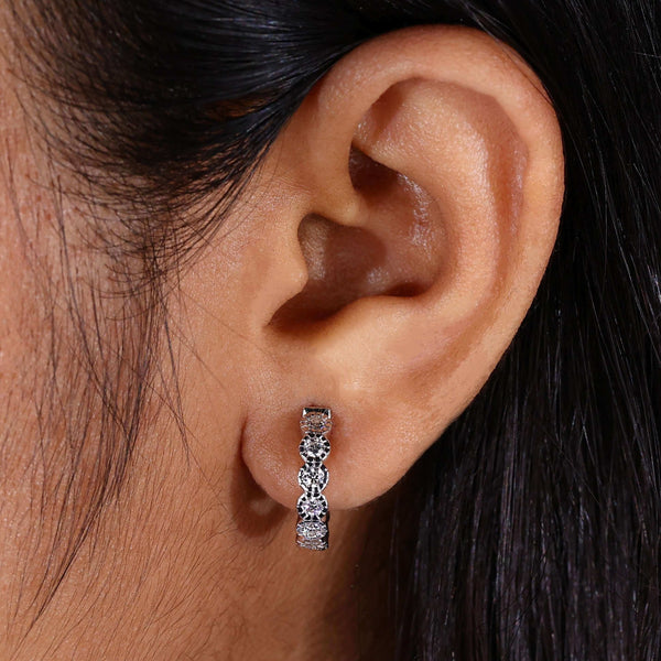 Diamond Hoop Earrings, Round Lab Grown Diamond Earrings