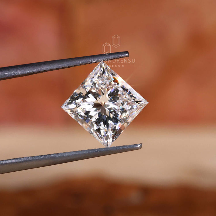 Lab grown diamond princess cut used for pendants, earrings, and rings.