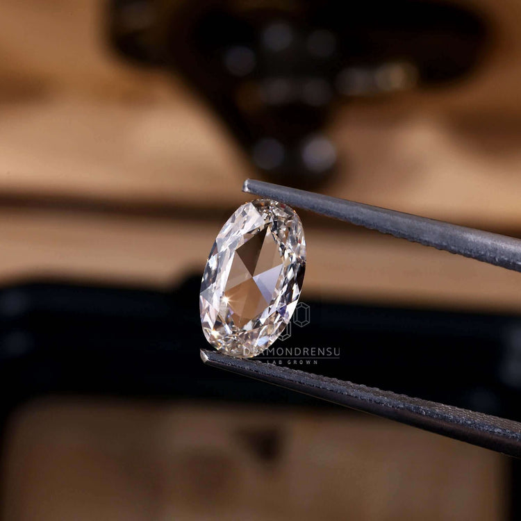 Diamondrensu offers a lab grown oval rose cut diamond.