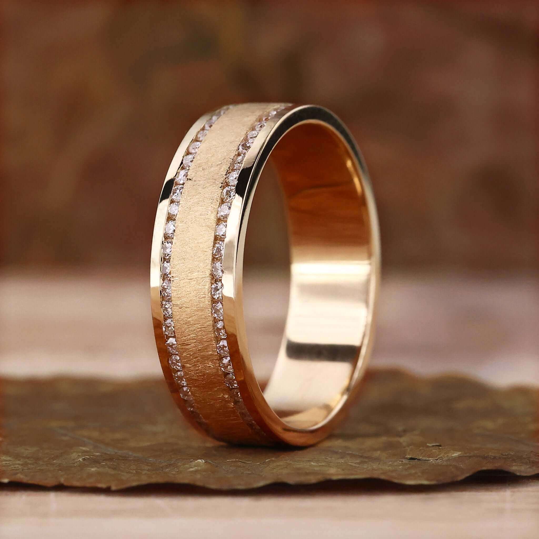 Men's Diamond Wedding Ring, Round Lab Grown Diamond Ring for Him