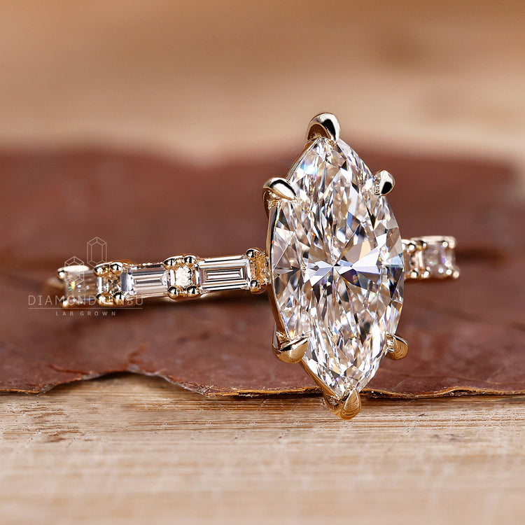 Buy Engagement Ring featuring marquise cut diamond.
