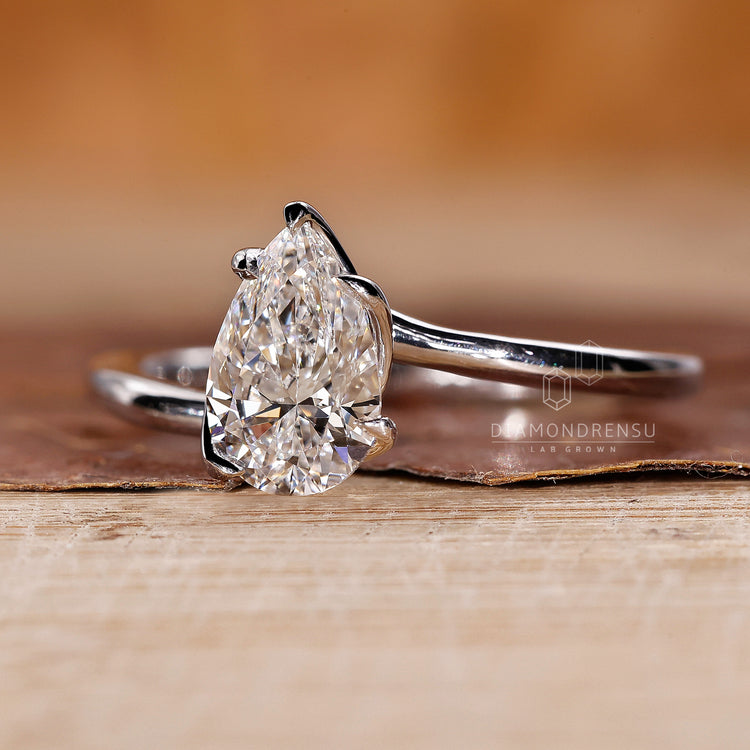 Pear Cut Engagement Ring with brilliant diamond shine.
